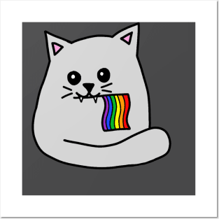 pride flag cat Posters and Art